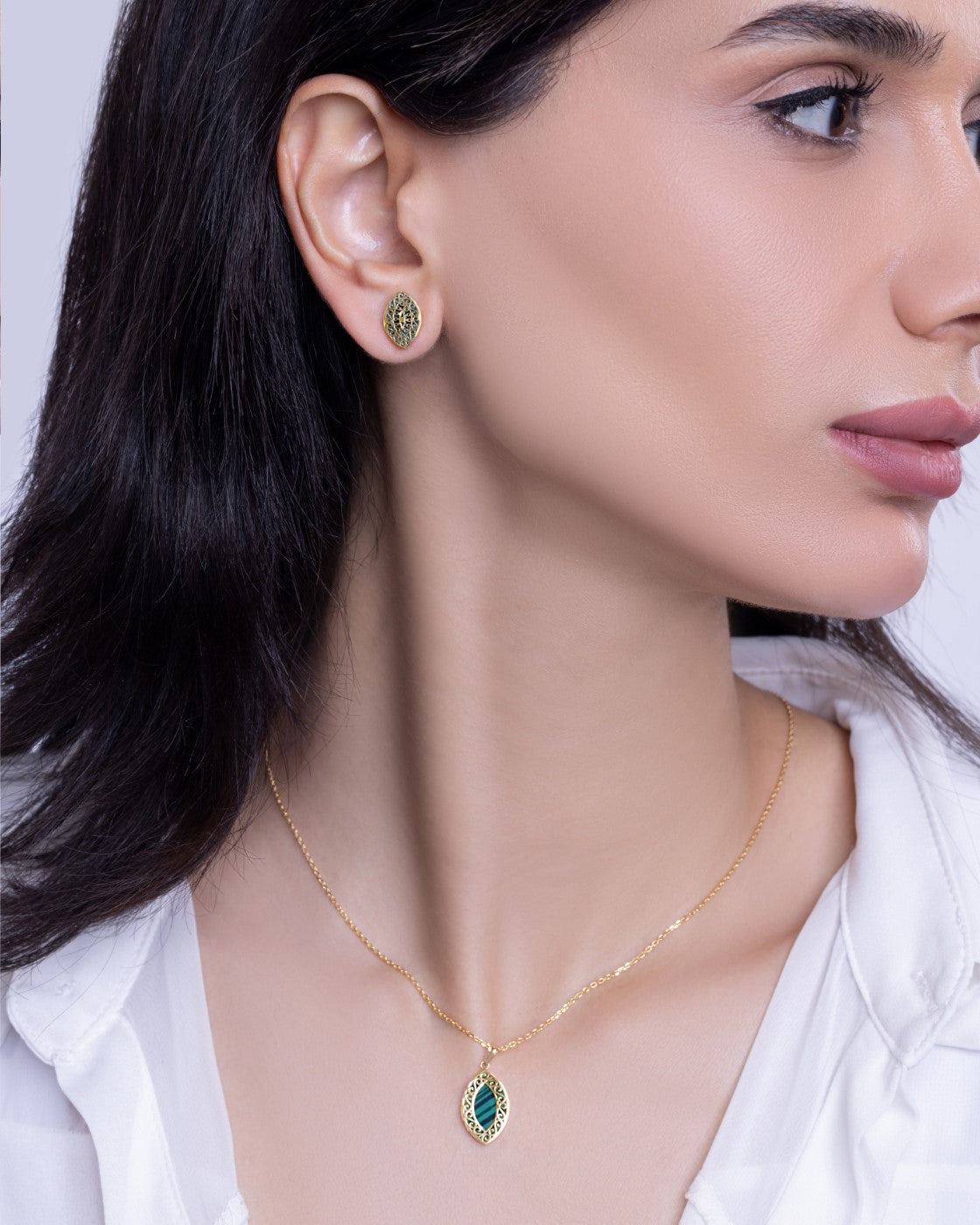AURORA - Malachite Filigree Earrings