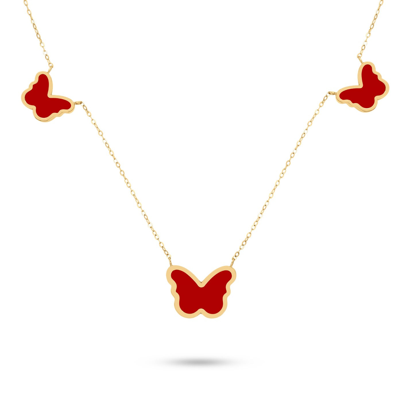 AURORA -  Carnelian Butterfly Charm Necklace
