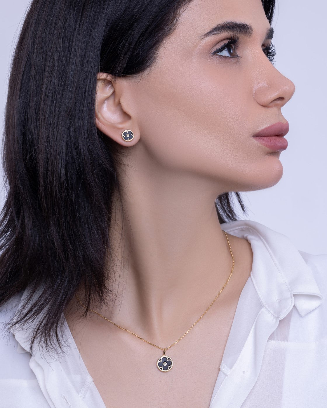 AURORA - Onyx Clover Earrings